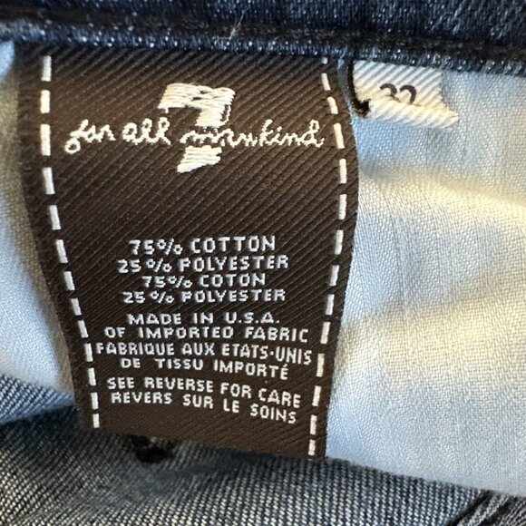 7 For All Mankind Jeans Size 32x35 Womens Blue Stretch Pant High Waist Bootcut - Picture 11 of 13